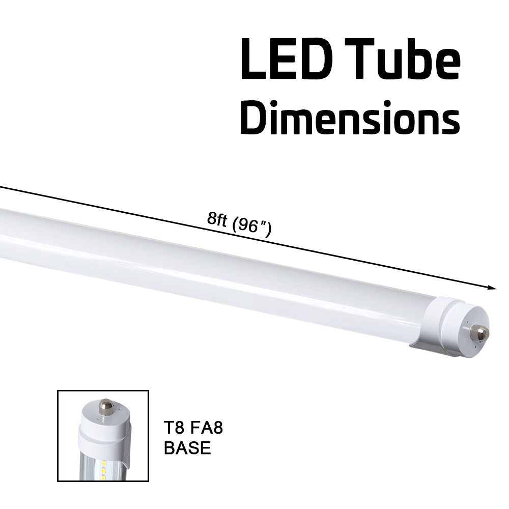 T8 8ft Ballast Bypass LED Tube Style Light - 45W - 7000 lumens 5000K Daylight Pack of 10
