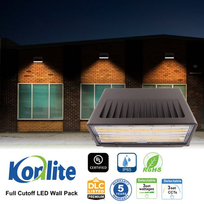 Cutoff LED Wall Pack Style Light 125W/105W/76W  20,000 Lumens  50K-30K Adjustable Photocell