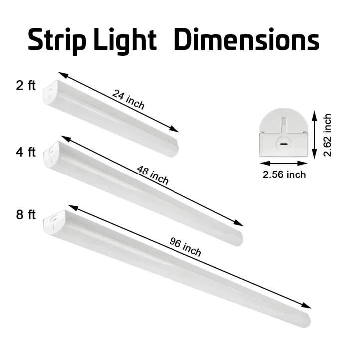4FT LED Strip Fixture – 6500 Lumens Wattage Adjustable