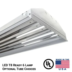 LED Tube Ready High Bay Style Light Fixture (Six 4 Ft LED Tubes)