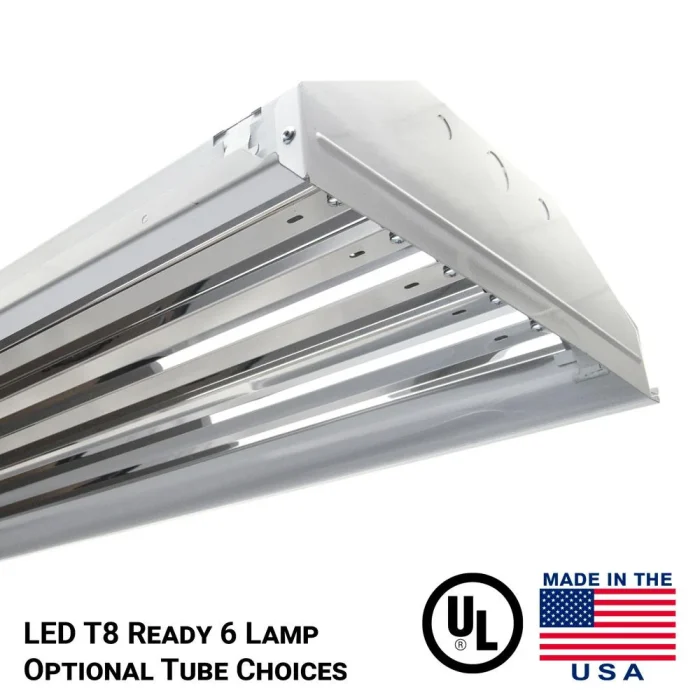 LED Tube Ready High Bay Style Light Fixture (Six 4 Ft LED Tubes)