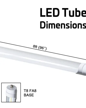 T8 8ft Ballast Bypass LED Tube Style Light – 45W – 7000 lumens 5000K Daylight Pack of 10