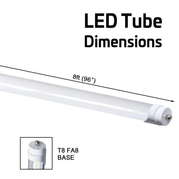 T8 8ft Ballast Bypass LED Tube Style Light – 45W – 7000 lumens 5000K Daylight Pack of 10
